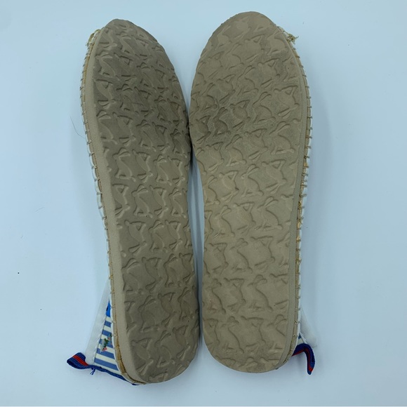 Joules Summer Espadrilles Blue White Stripe & Floral Stretch Crochet Motif UK 7 - Picture 11 of 14